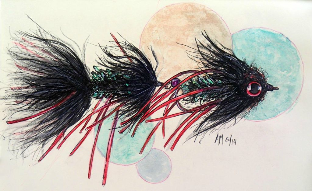 Circus Peanut_Andrew McKinley 2014. Ink and Watercolor. - Duranglers Fly  Fishing Shop & Guides