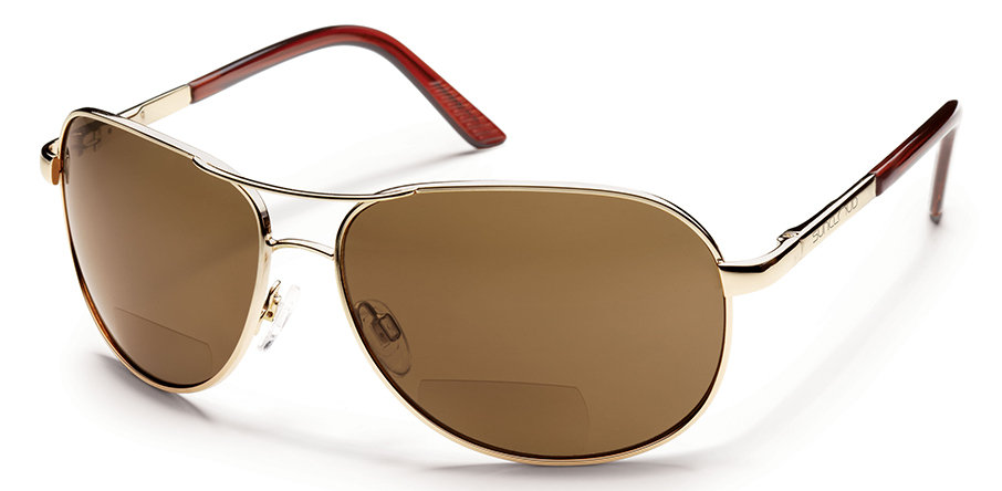 Suncloud Aviator Reader Sunglasses Gold / Brown Polarized +2.50