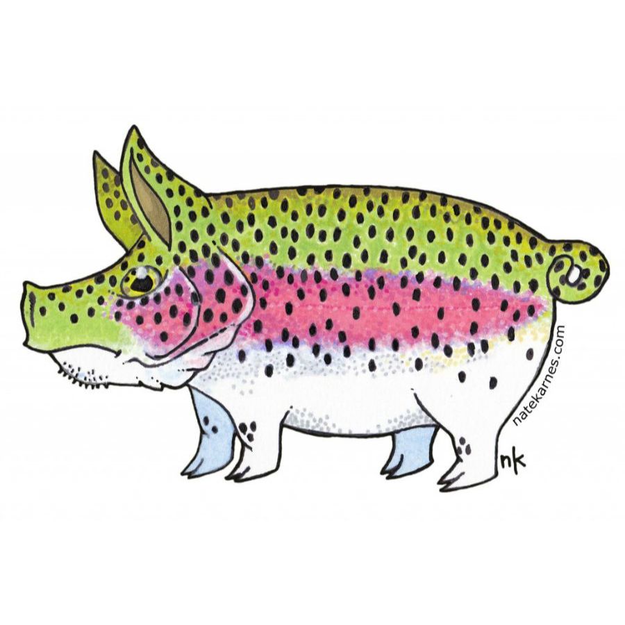 Nate Karnes' Pig Rainbow Trout Decal - Duranglers Fly Fishing Shop & Guides