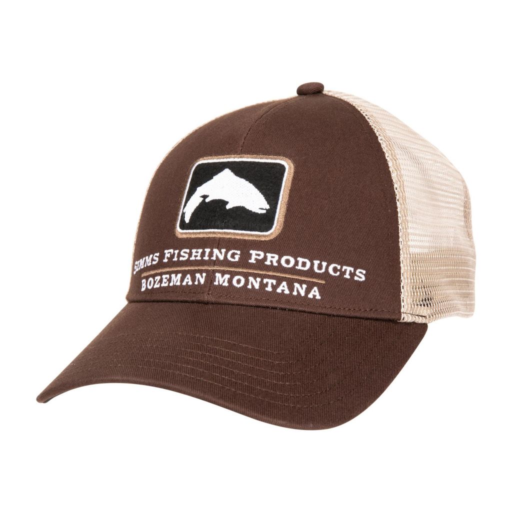 Simms Trout Icon Trucker Hat - Mahogany - Duranglers Fly Fishing Shop &  Guides